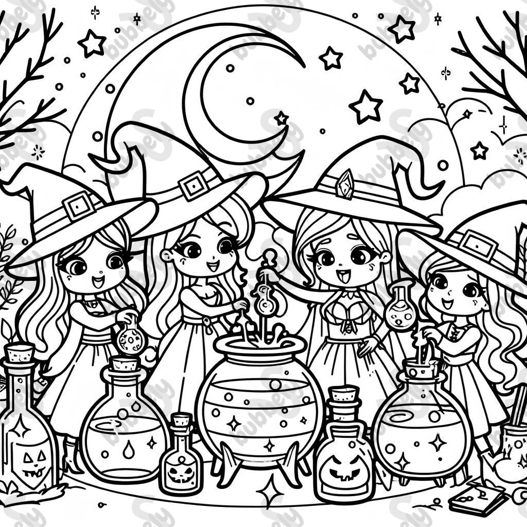 eine hexenparty mit zaubertränken