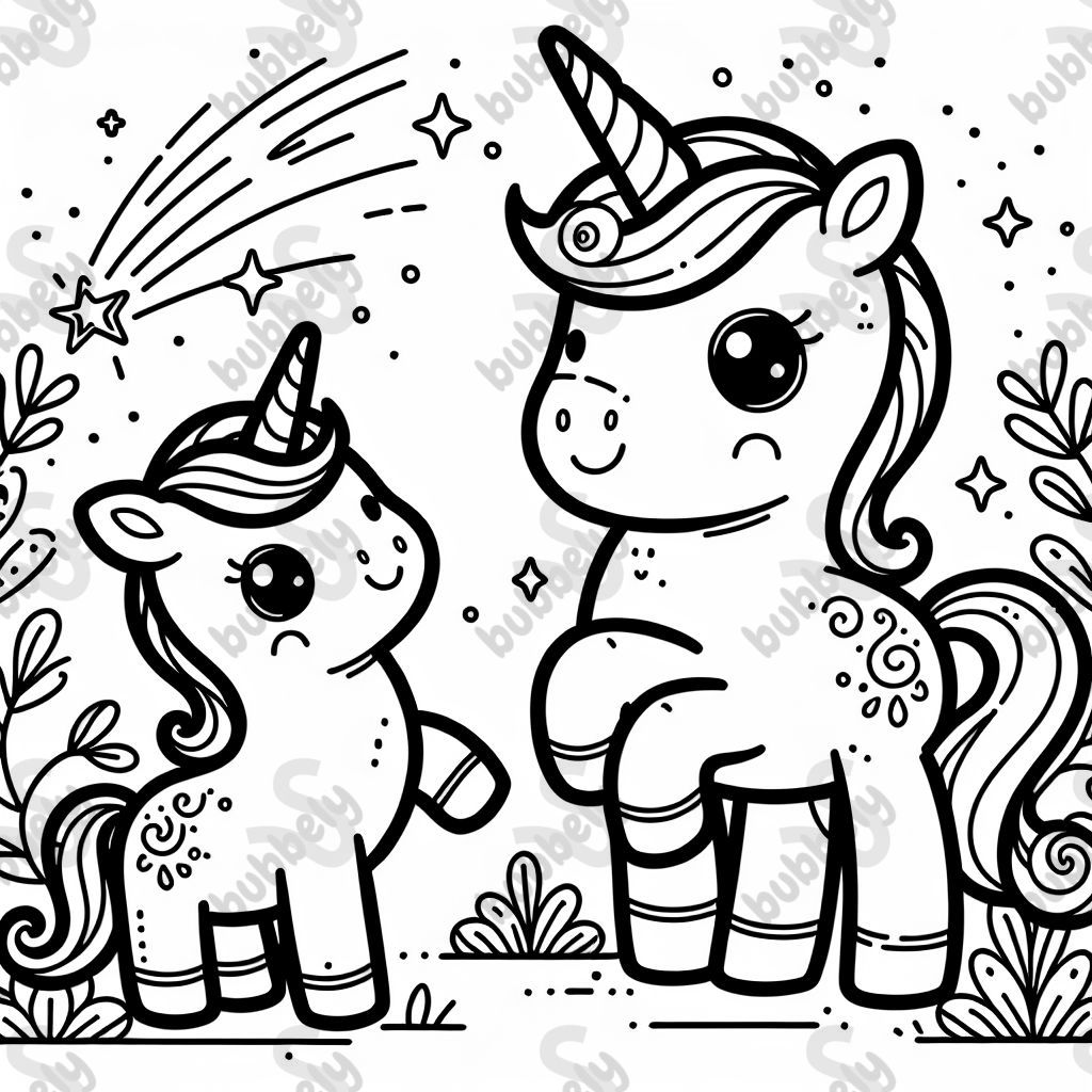 baby and mother unicorn