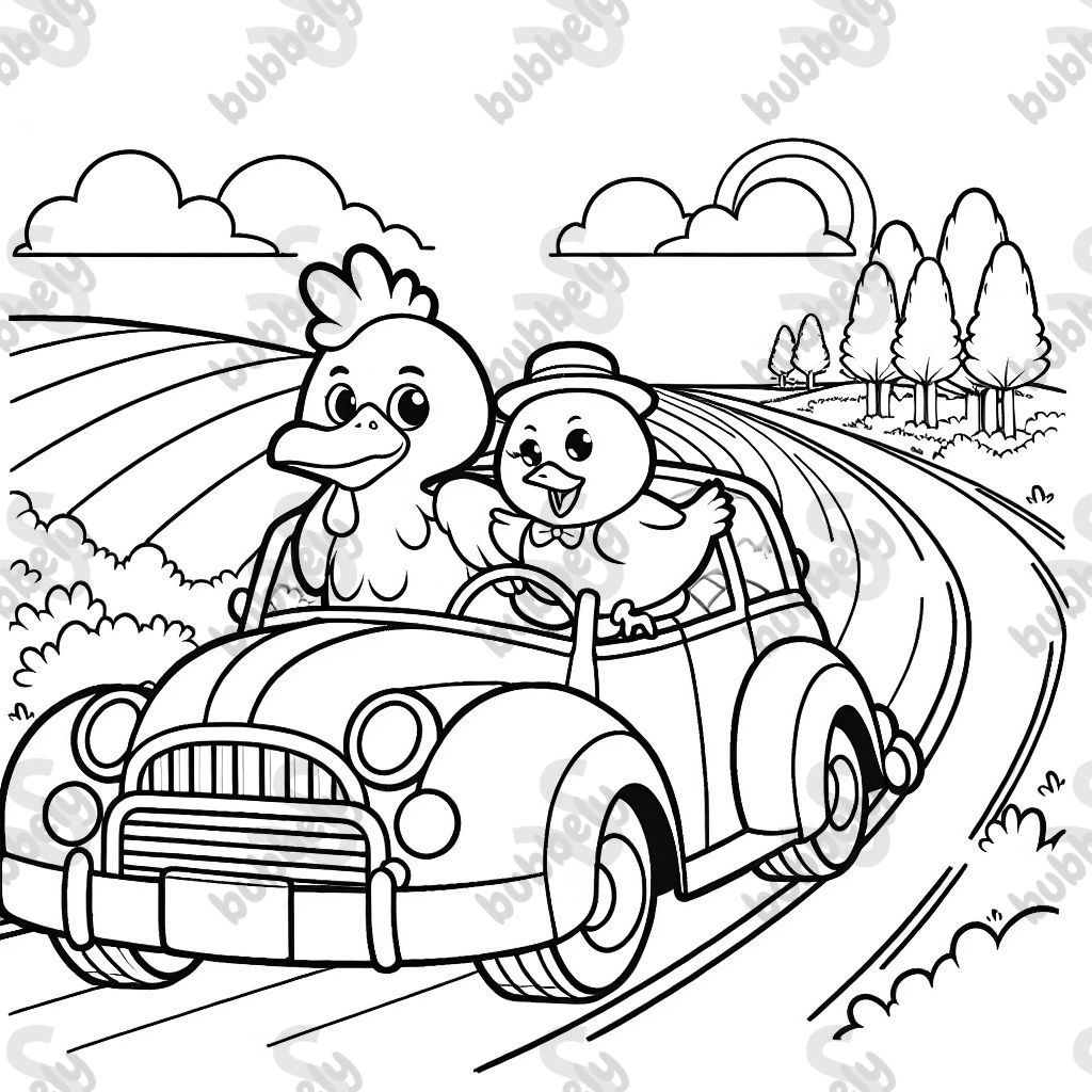 A chicken and duck on a roadtrip to indiana