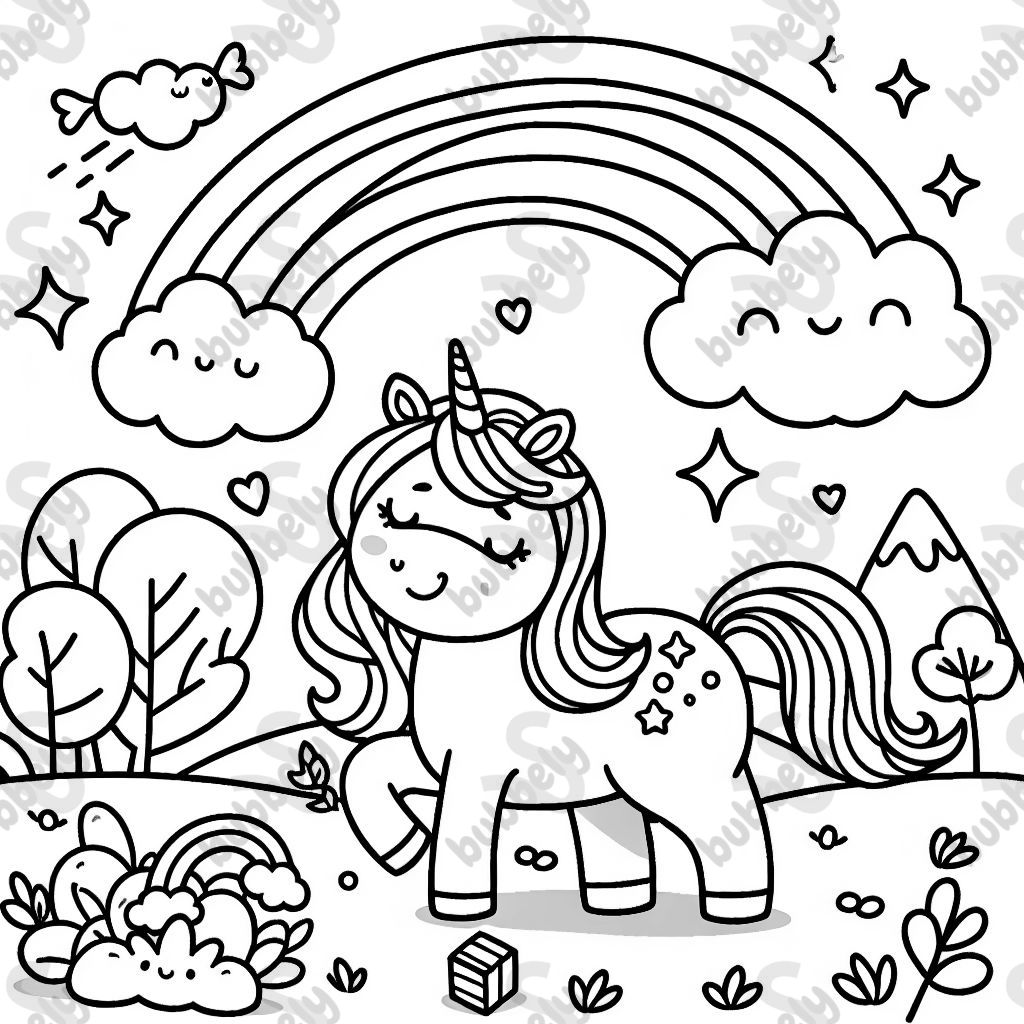 Ein Einhorn mit einem Regenbogen