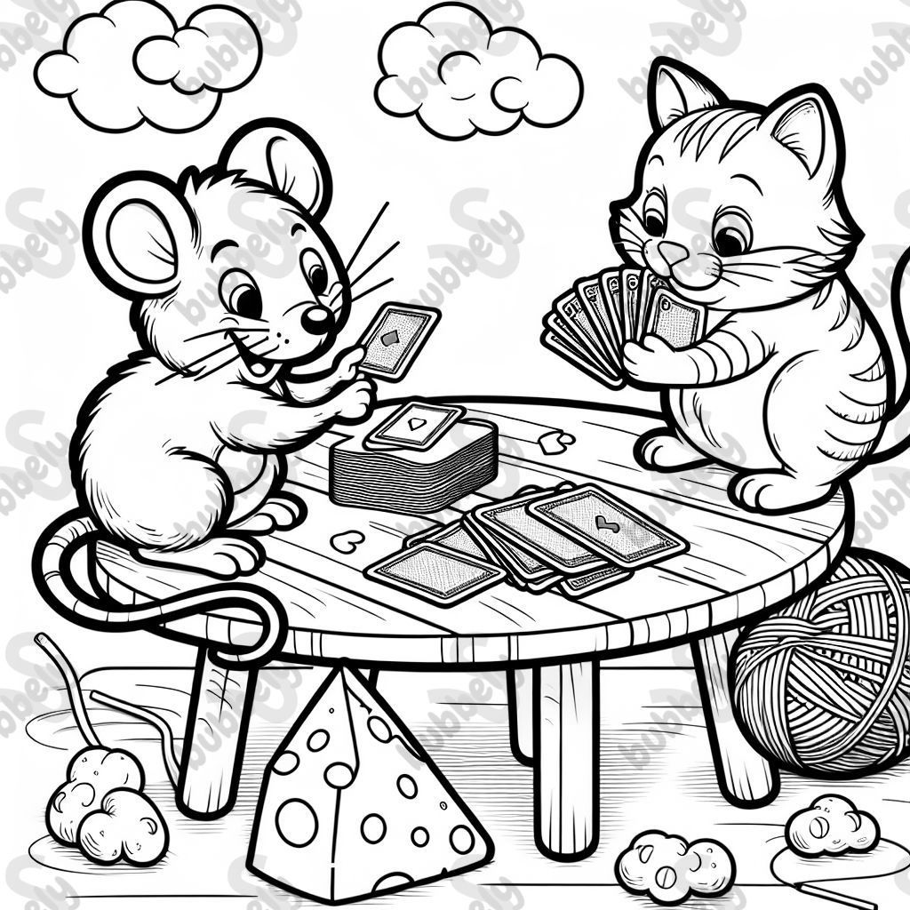 a mouse and a cat playing cards a mouse and a cat playing cards