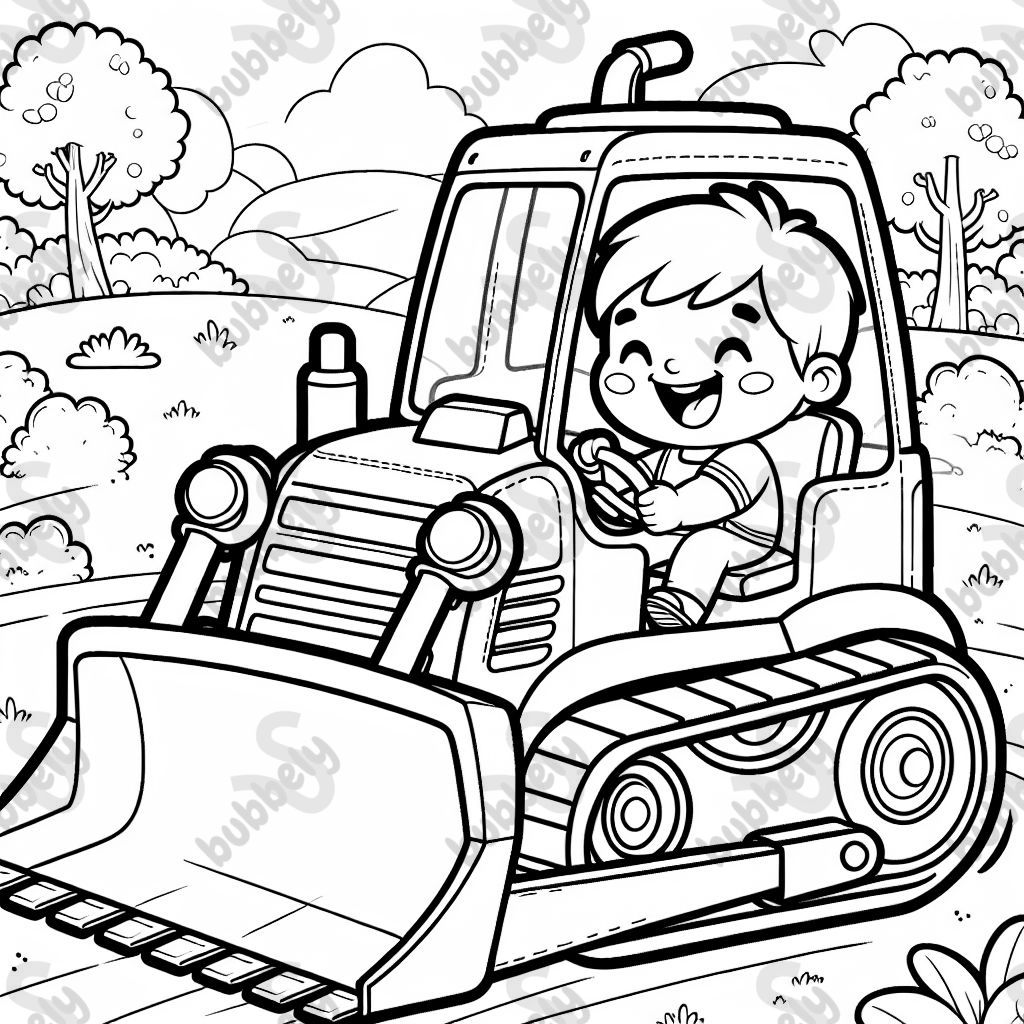 kid driving a big bulldozer