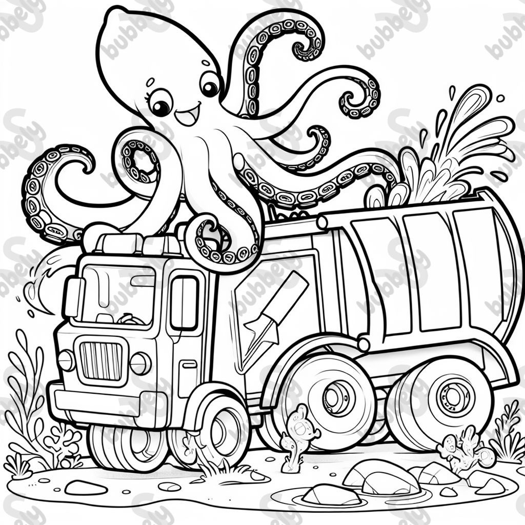 octopus grabbing a garbage truck
