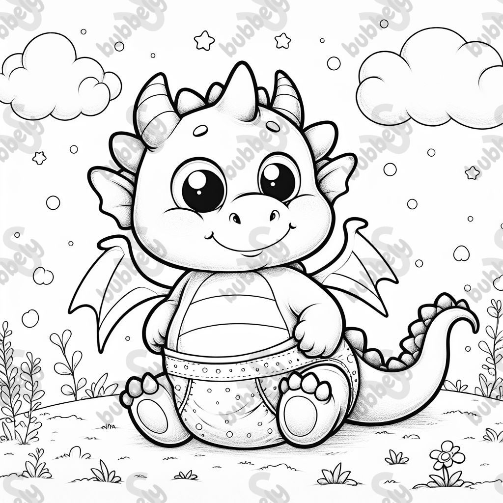 Un mignon dragon avec une couche.