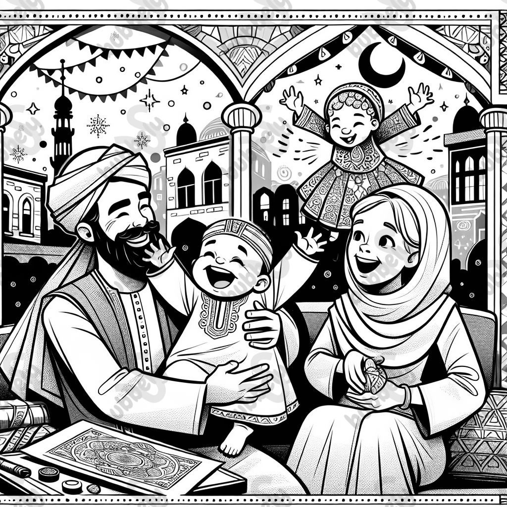 A little girl in love with her baby sister and her father