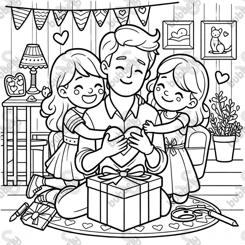  picture as a gift for father's day with 2 little german girls in love with their german daddy