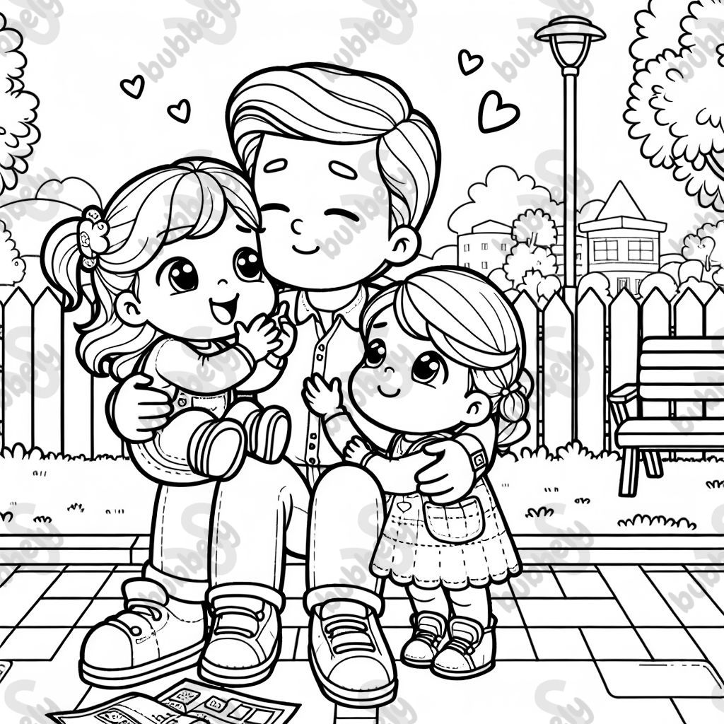 Ein kleines baby und ihre kleine Schwester, die ihren Papa ganz doll lieb haben 