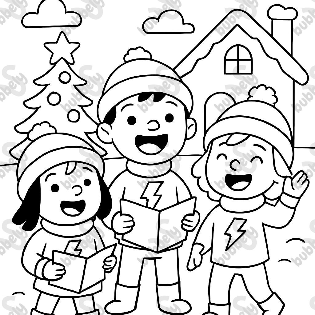 christmas carolers with lightening bolts on their outfits christmas carolers with lightening bolts on their outfits