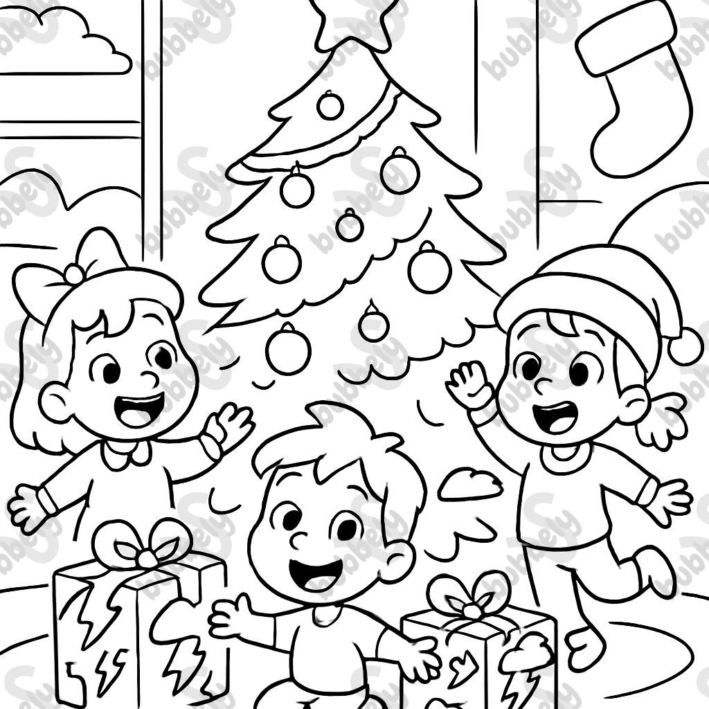 Christmas tree with Christmas presents wrapped in storm themed paper