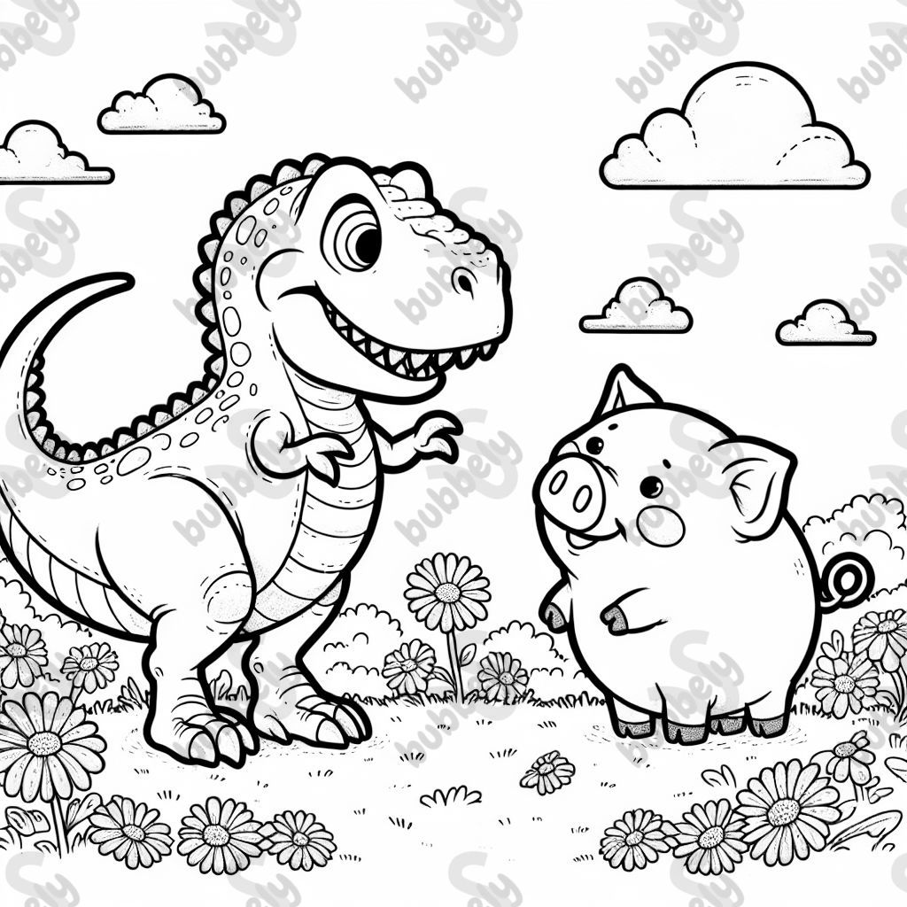 T Rex and pig