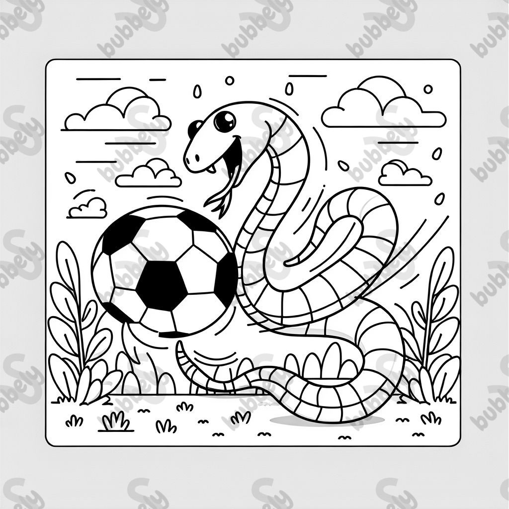 Snake playing soccer 