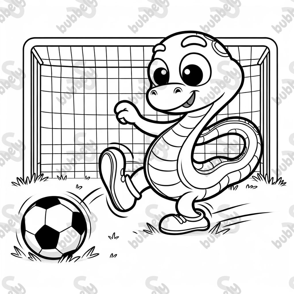 Snake with legs playing soccer 