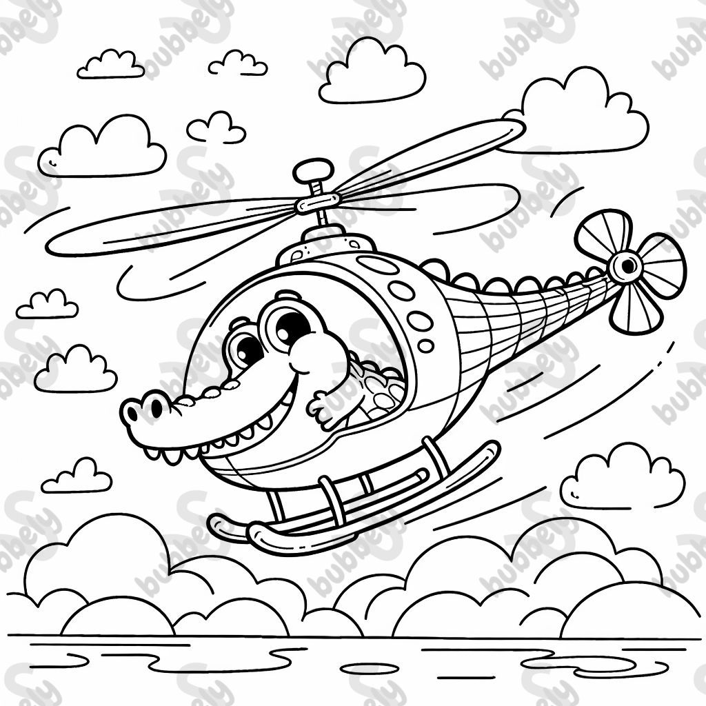 a crocodile on an helicopter