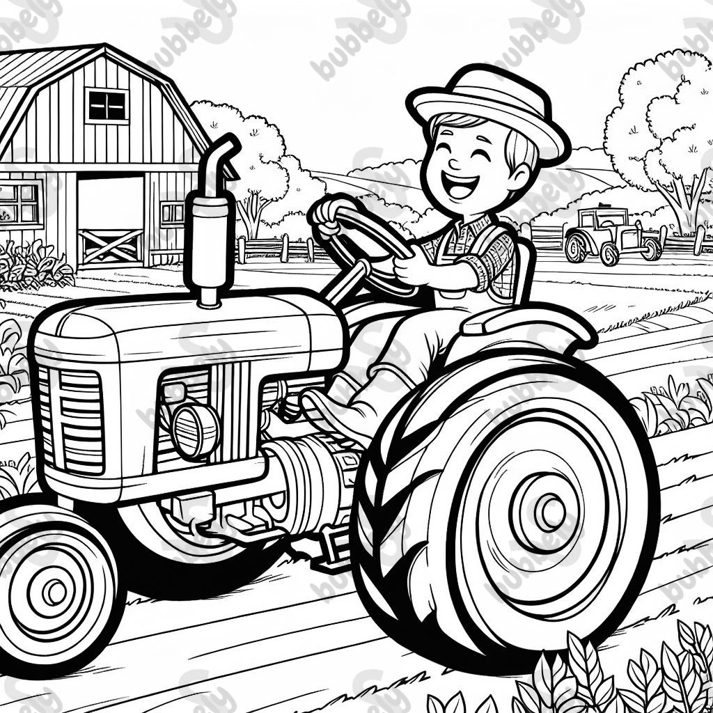 person driving tractor