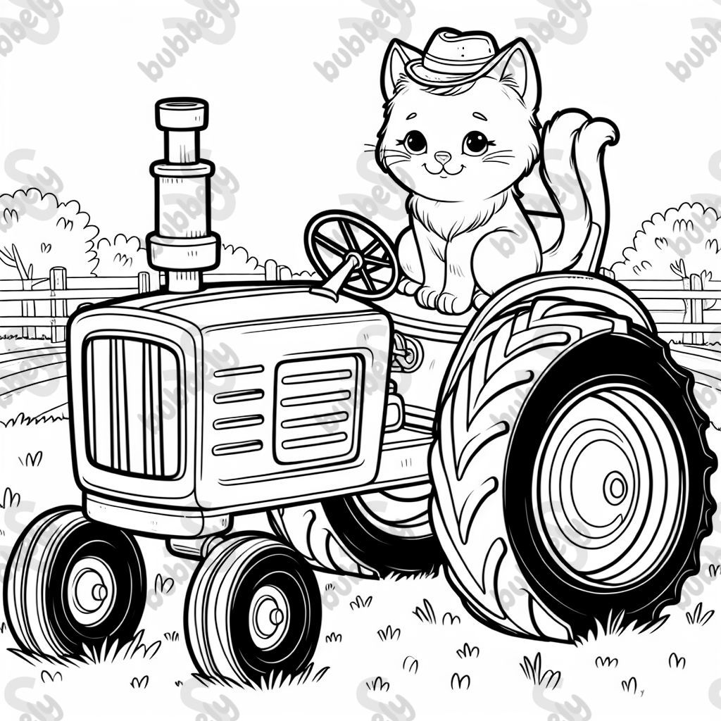cat on a tractor
