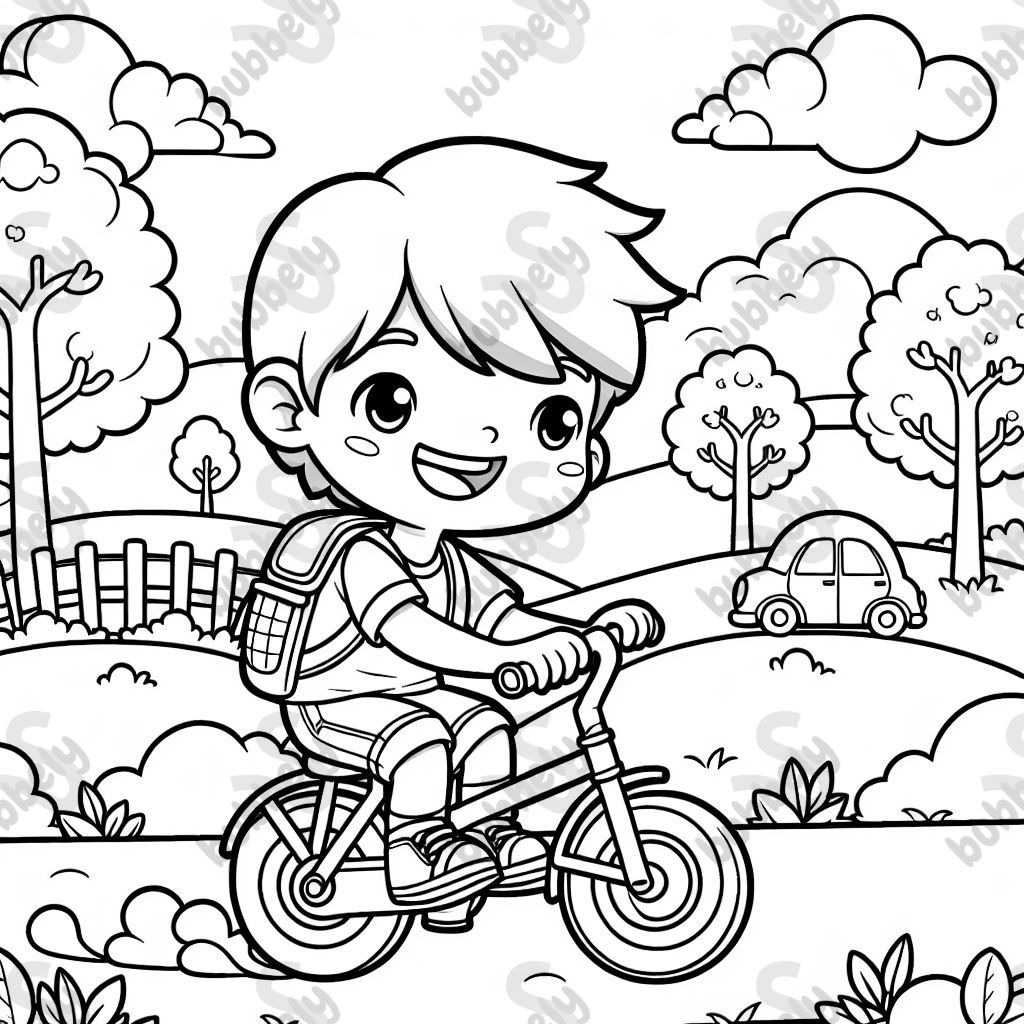 a little boy riding a bicycle