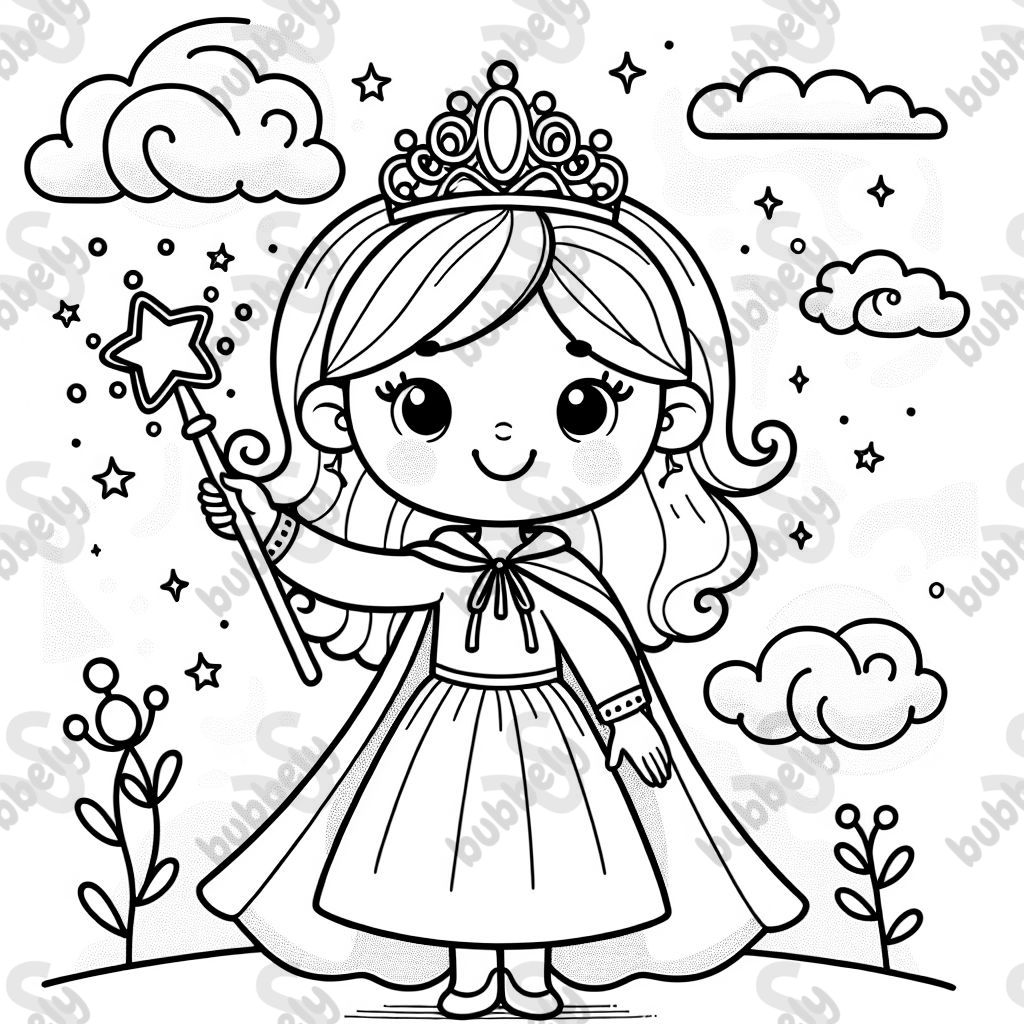 girl with tiara and cloak holding a wand