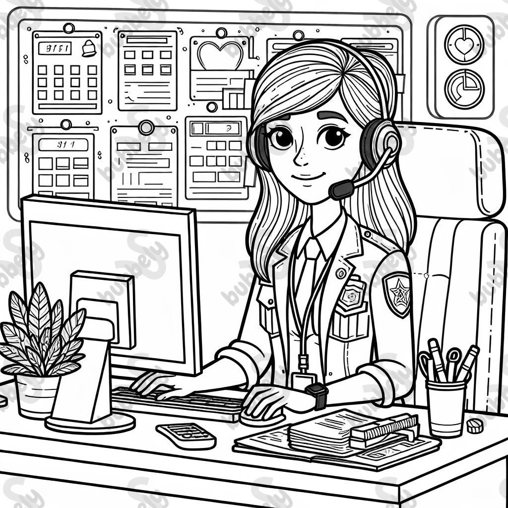 911 dispatcher working at desk