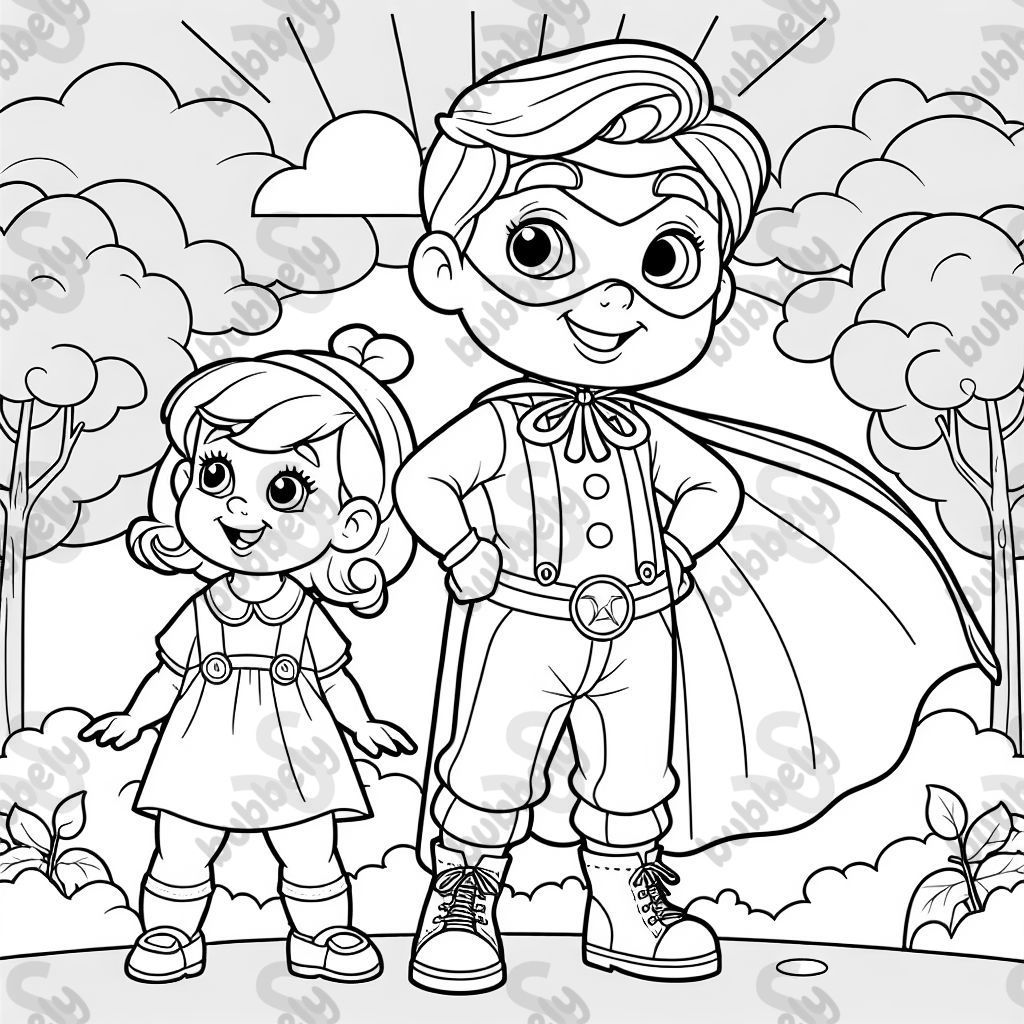 A young Italian boy wearing a superhero cape, protecting his little sister. A young Italian boy wearing a superhero cape, protecting his little sister.