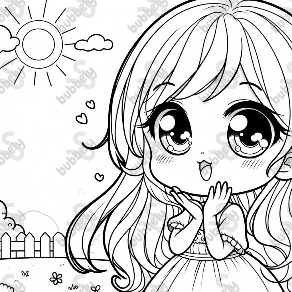 A little girl with large soft eyes, smiling. She has long hair and is blowing a kiss.