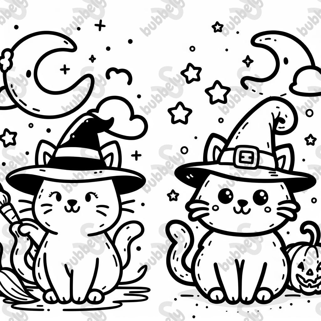 a white cat wearing a witches hat