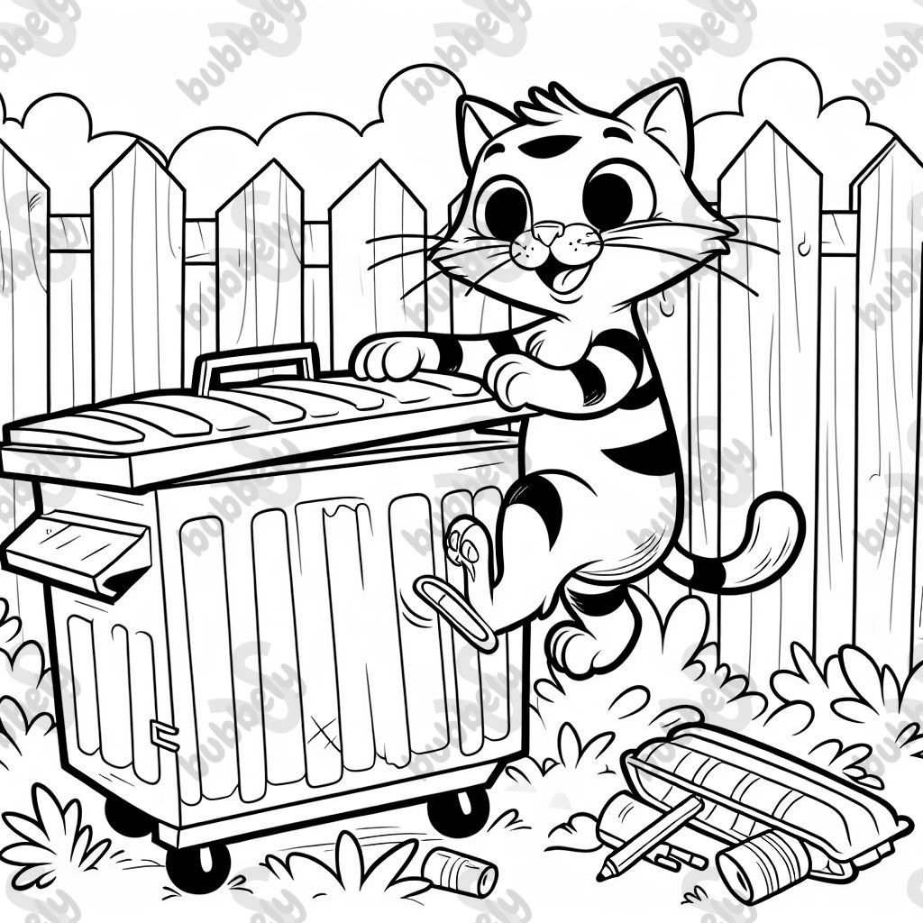 a cat with a dumpster