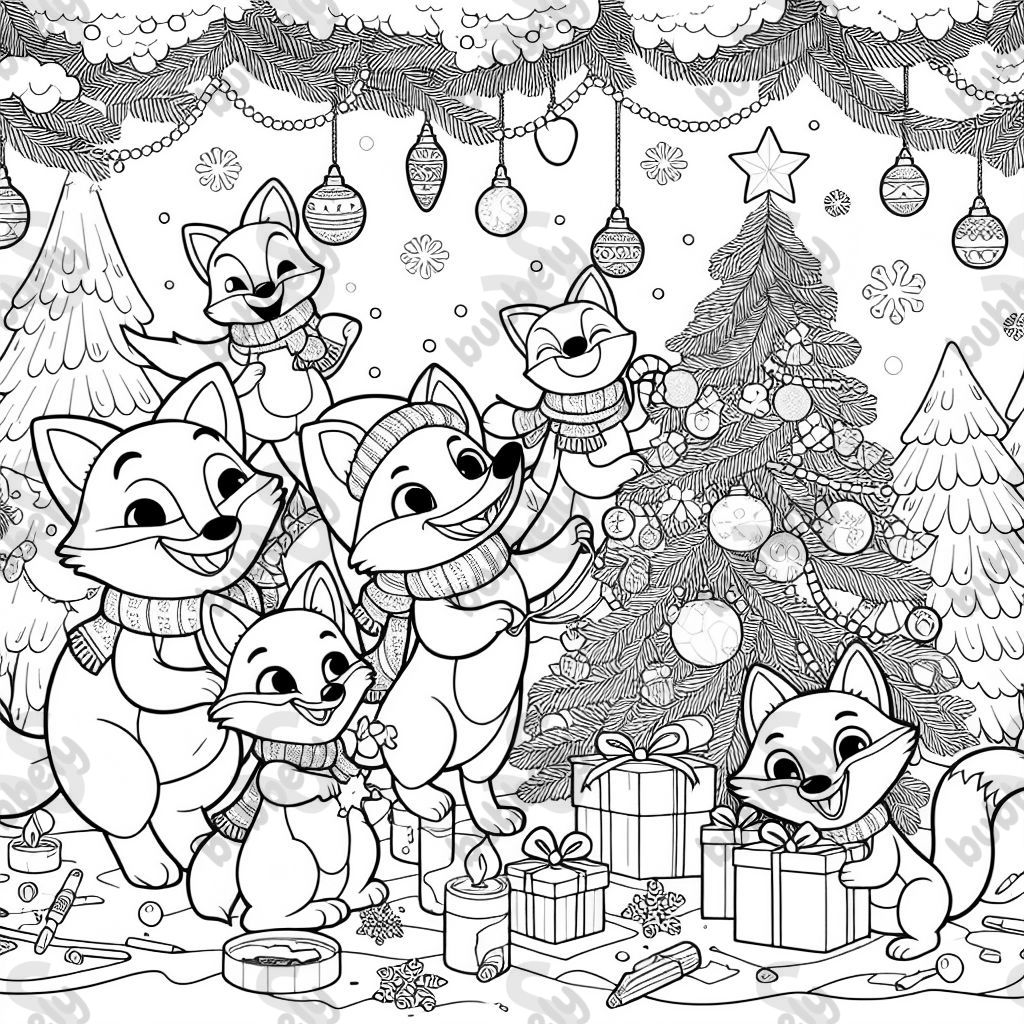 foxes celebrating christmas