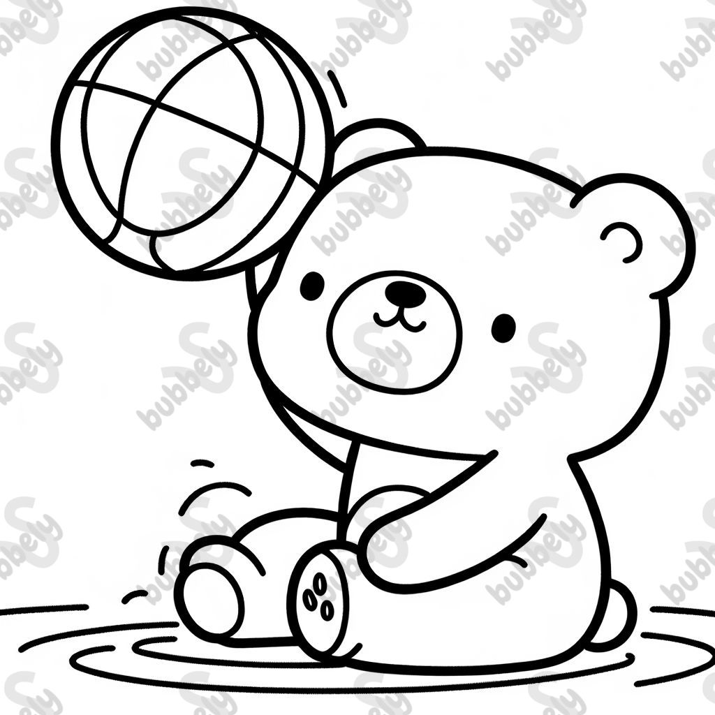 A polar bear playing basketball.