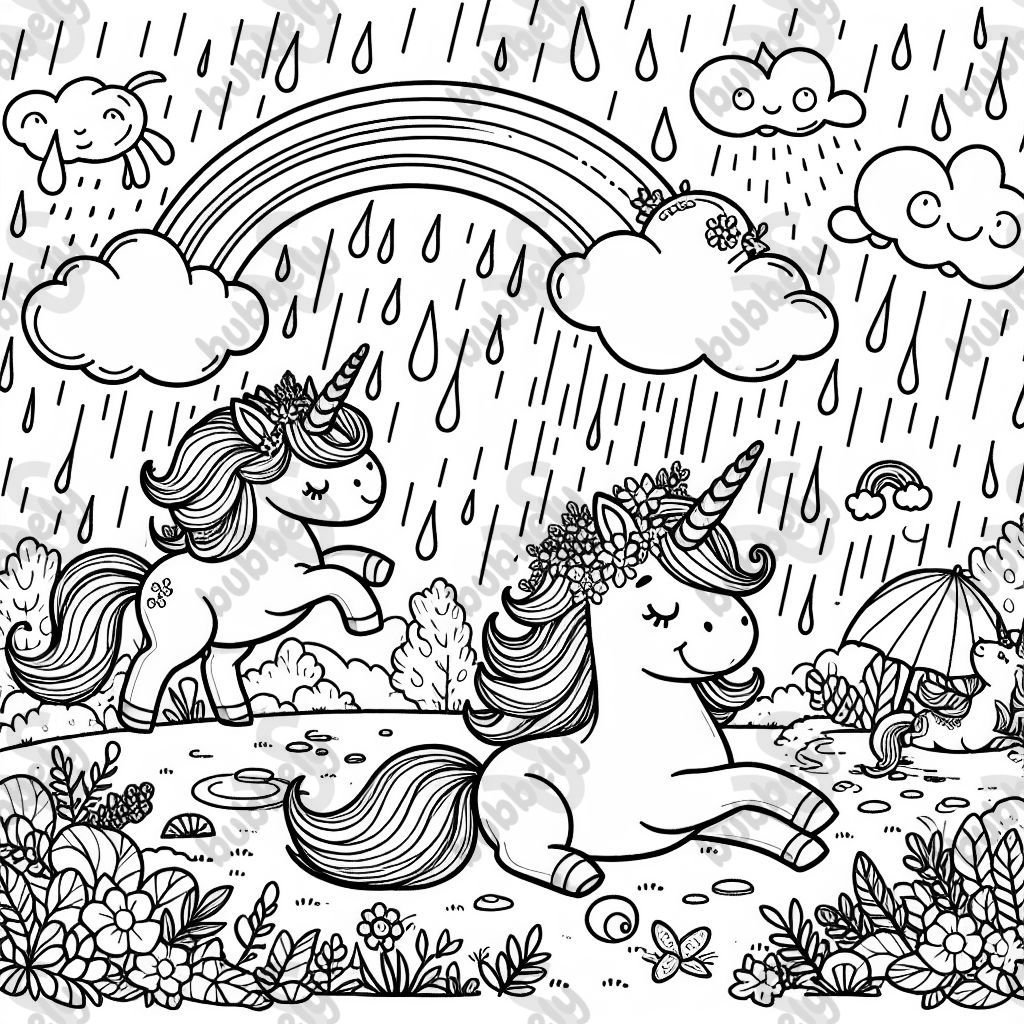 Licornes sous la pluie