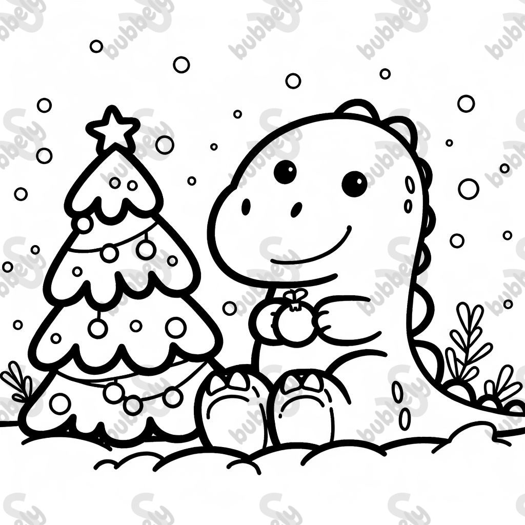 Dinosaurier mit Weihnachtsbaum