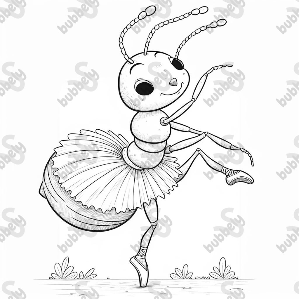 A giant ant wearing ballet shoes and a tutu.