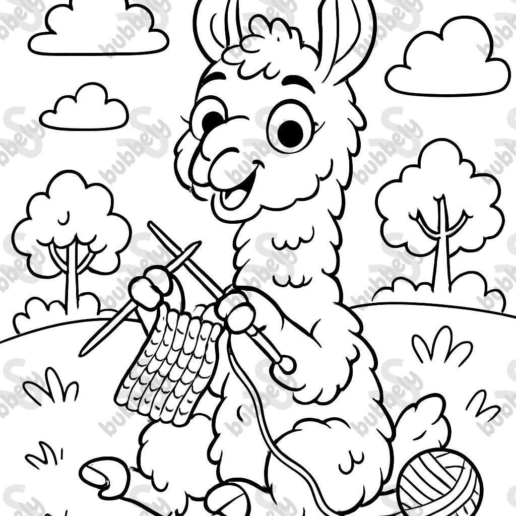 a knitting llama