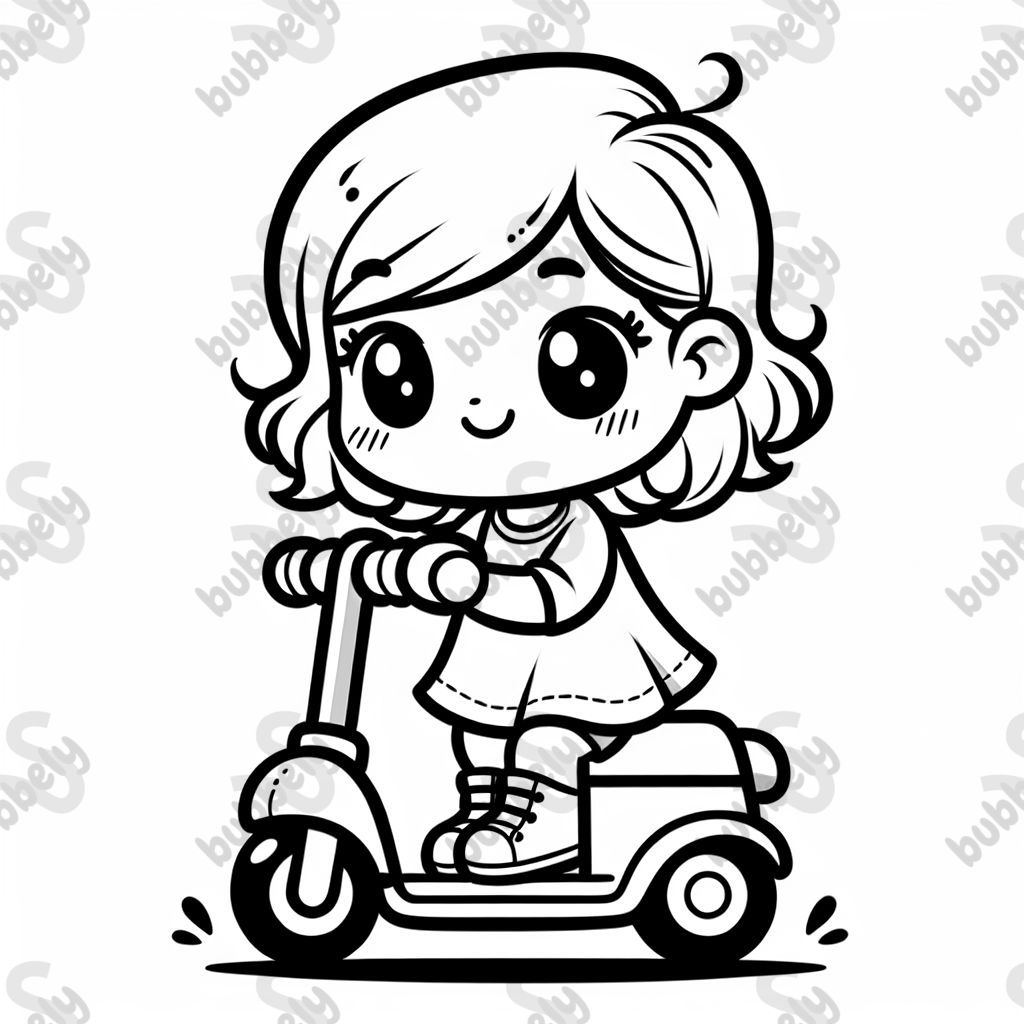 ein kleines mädchen auf einem tretroller