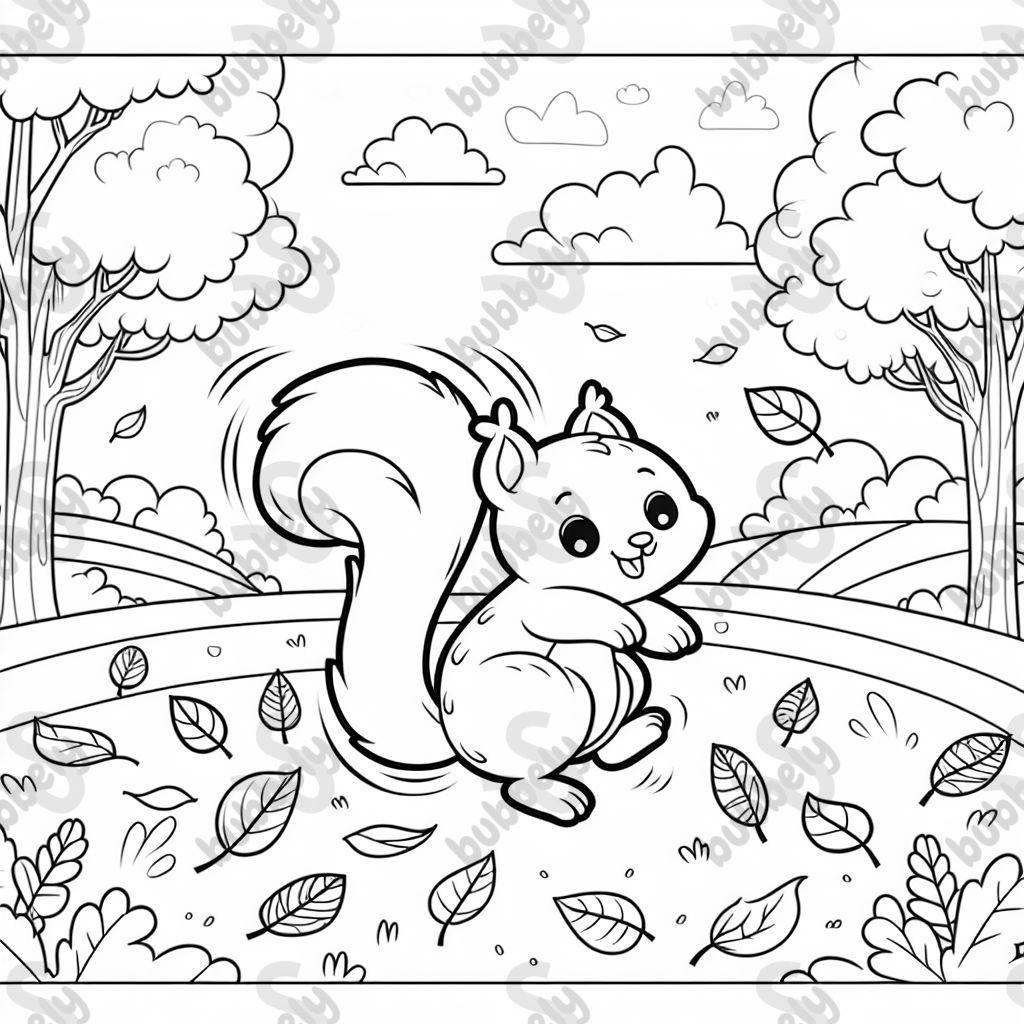 Squirrel playing in leaves 