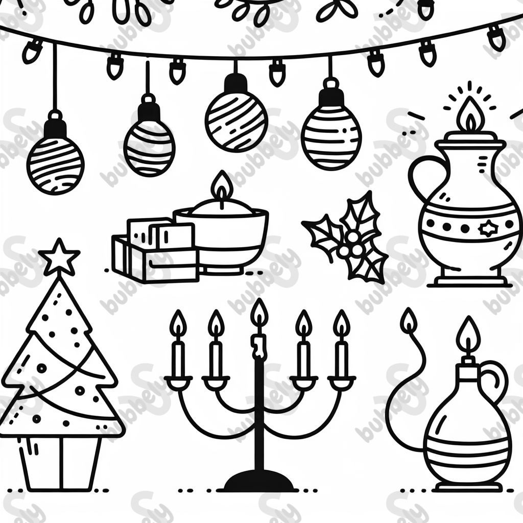 Lumières de Noël, lampe à huile, bougies, menorah