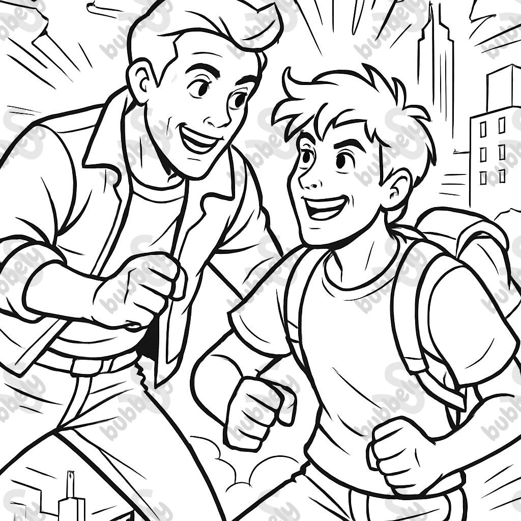 Young adult men talking to each other.