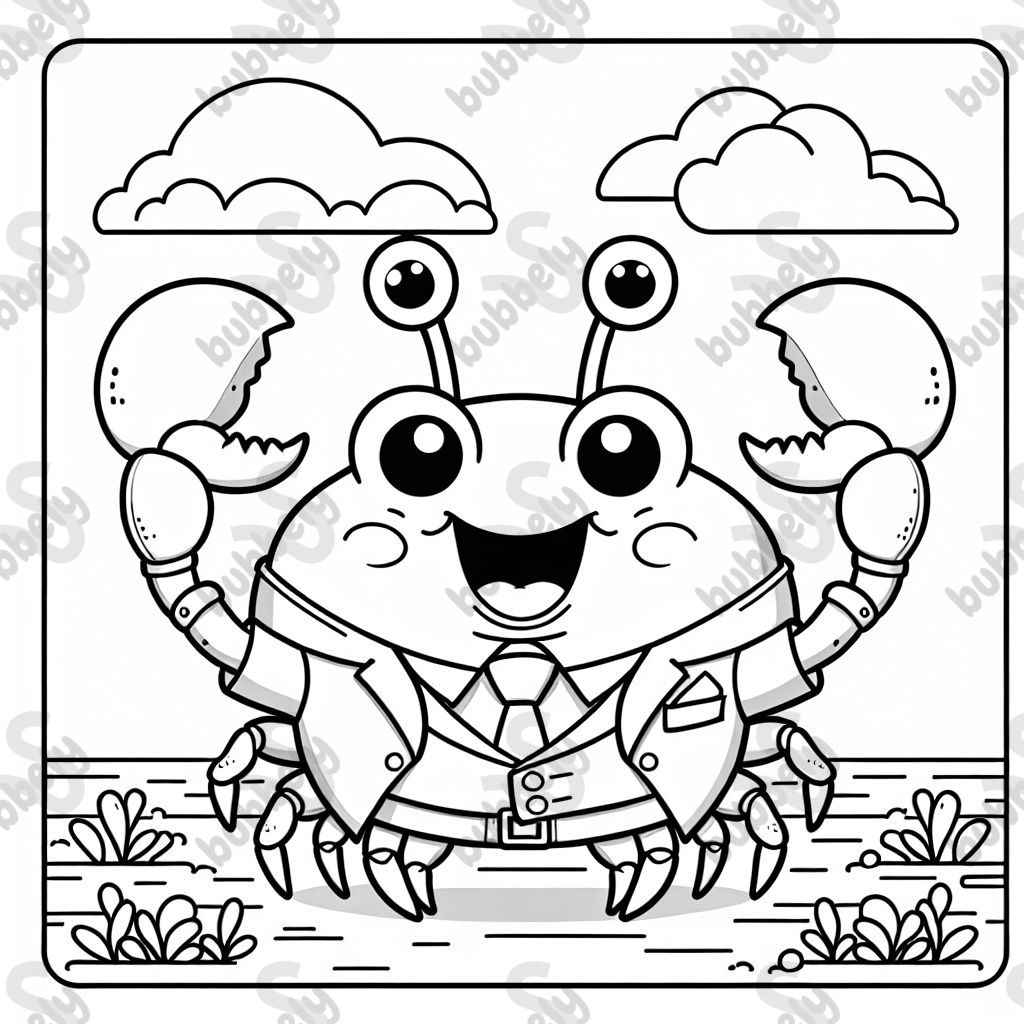 A crab wearing a suit