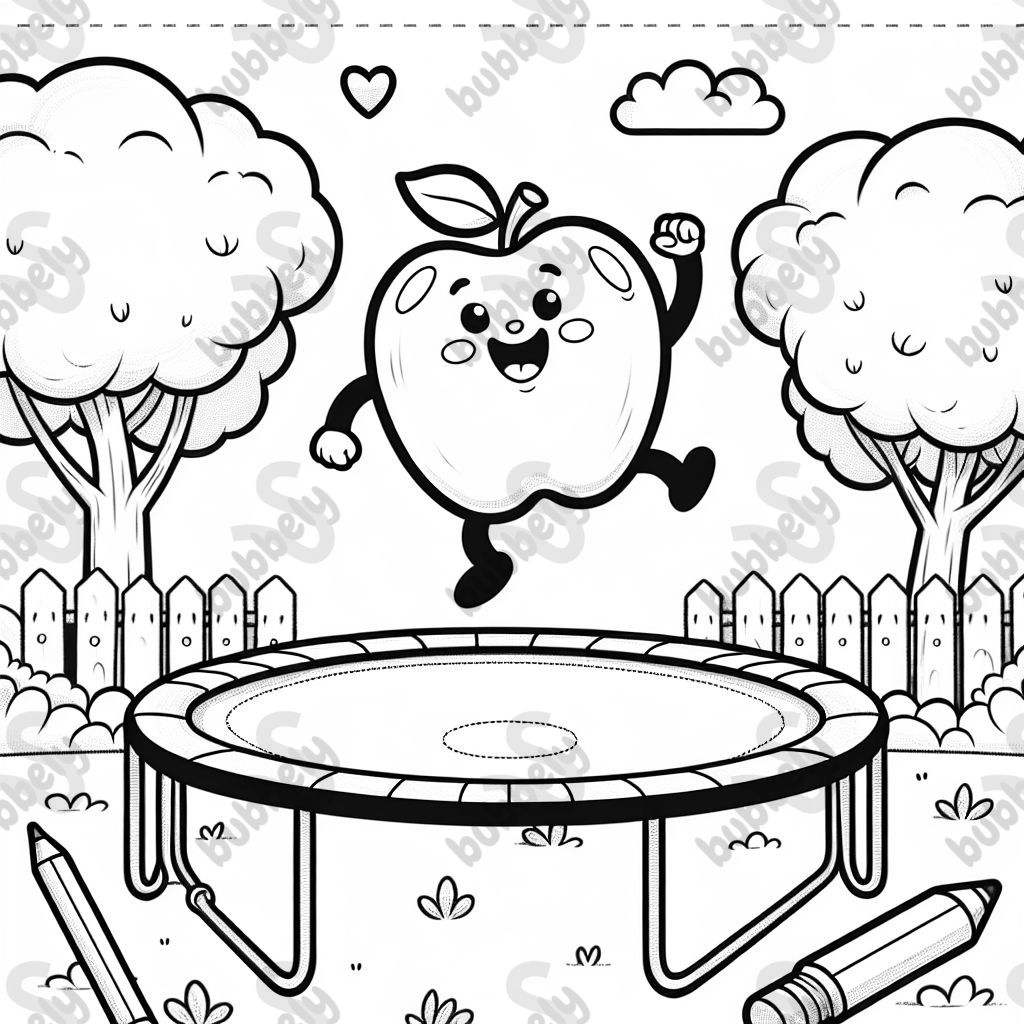 An apple on a  trampoline