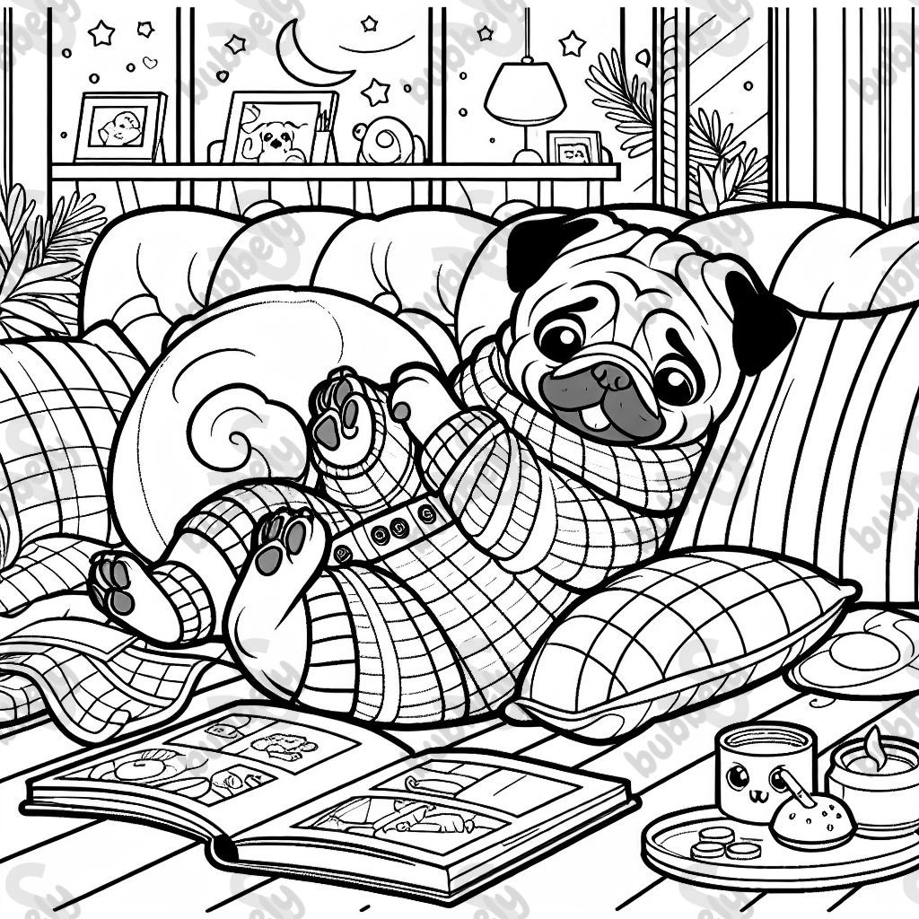 A pug doing cozy things