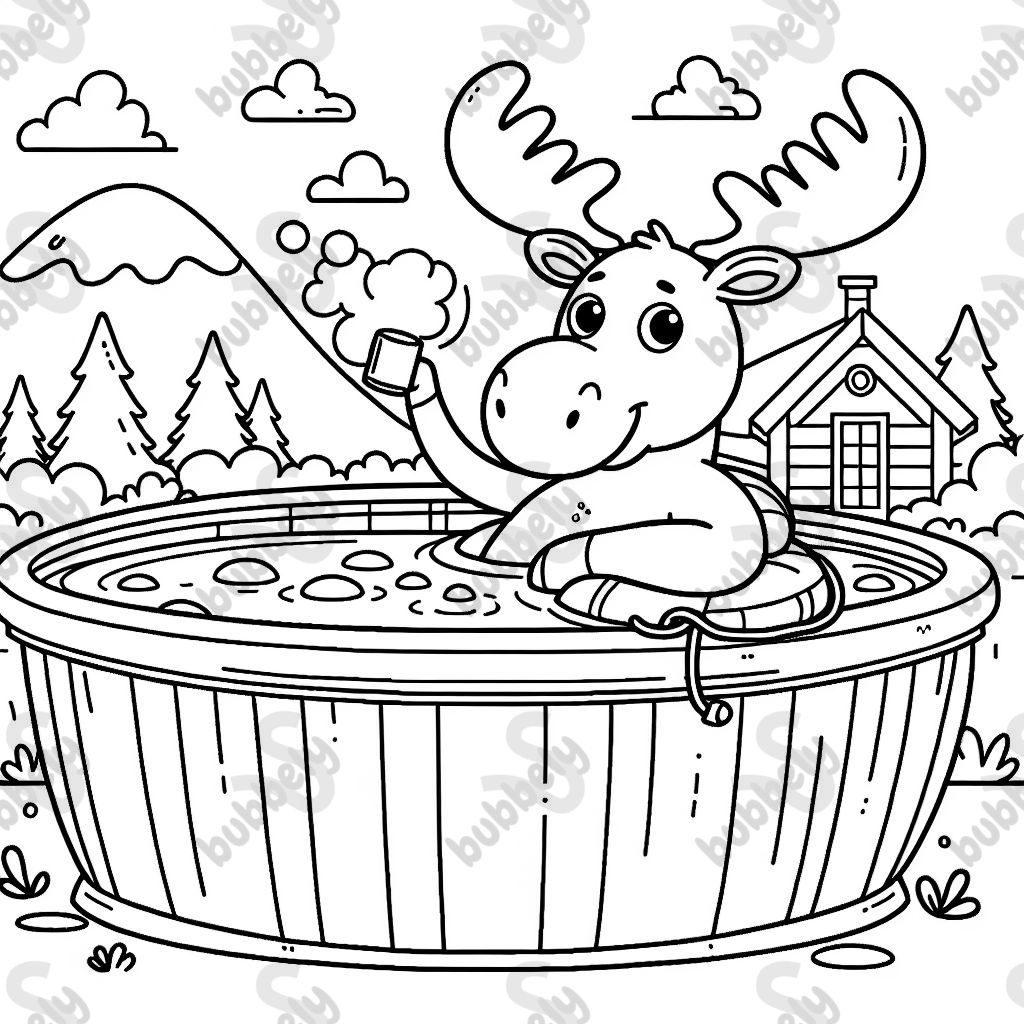 a moose in a hottub