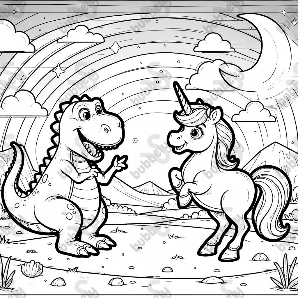 Um dinossauro e um unicórnio Um dinossauro e um unicórnio