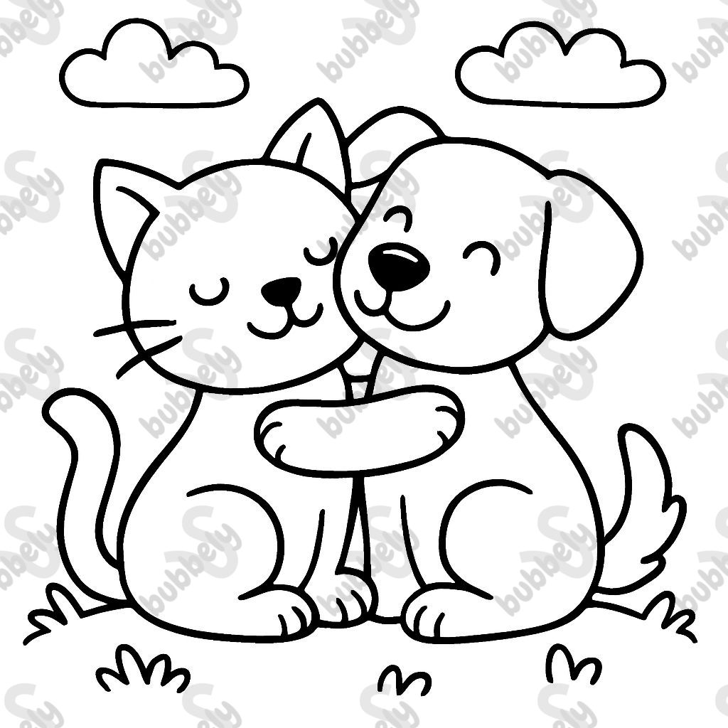 cat and dog hugging