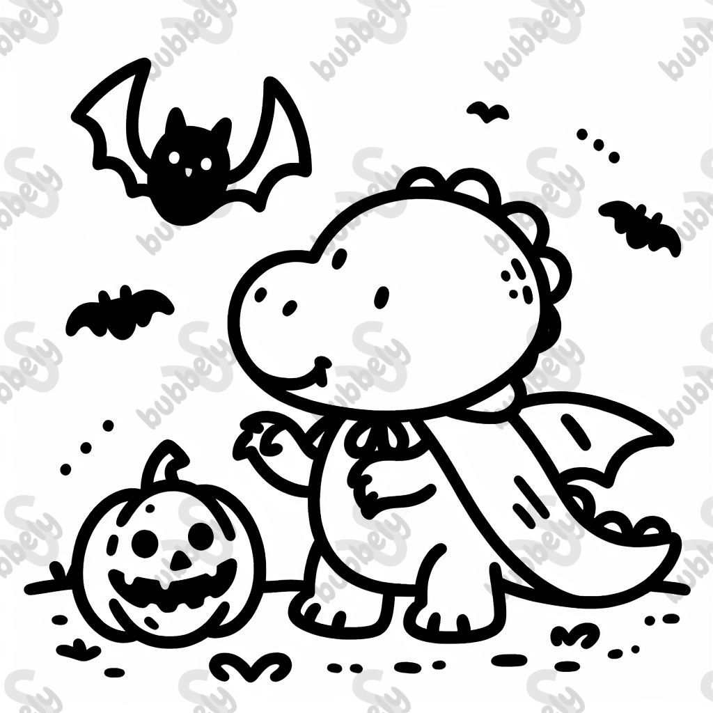 Einen halloween dino mit fledermaus