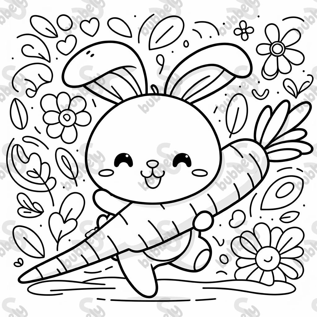 A bunny riding on a carrot