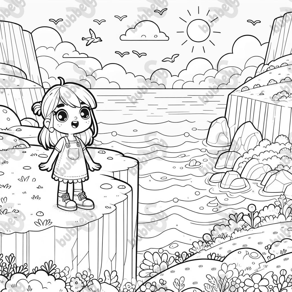 a girl near a cliff