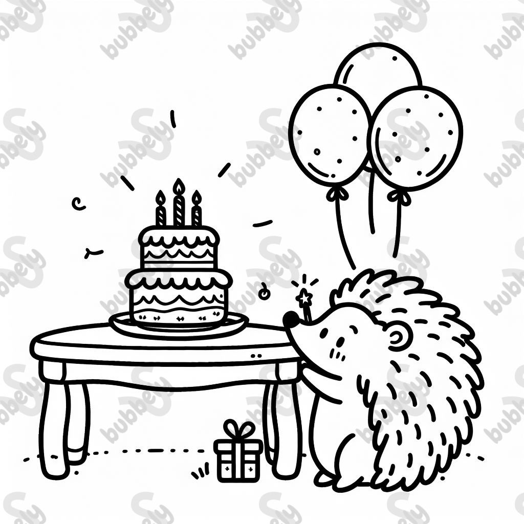 einen Igel bei einer Geburtstagsfeier.