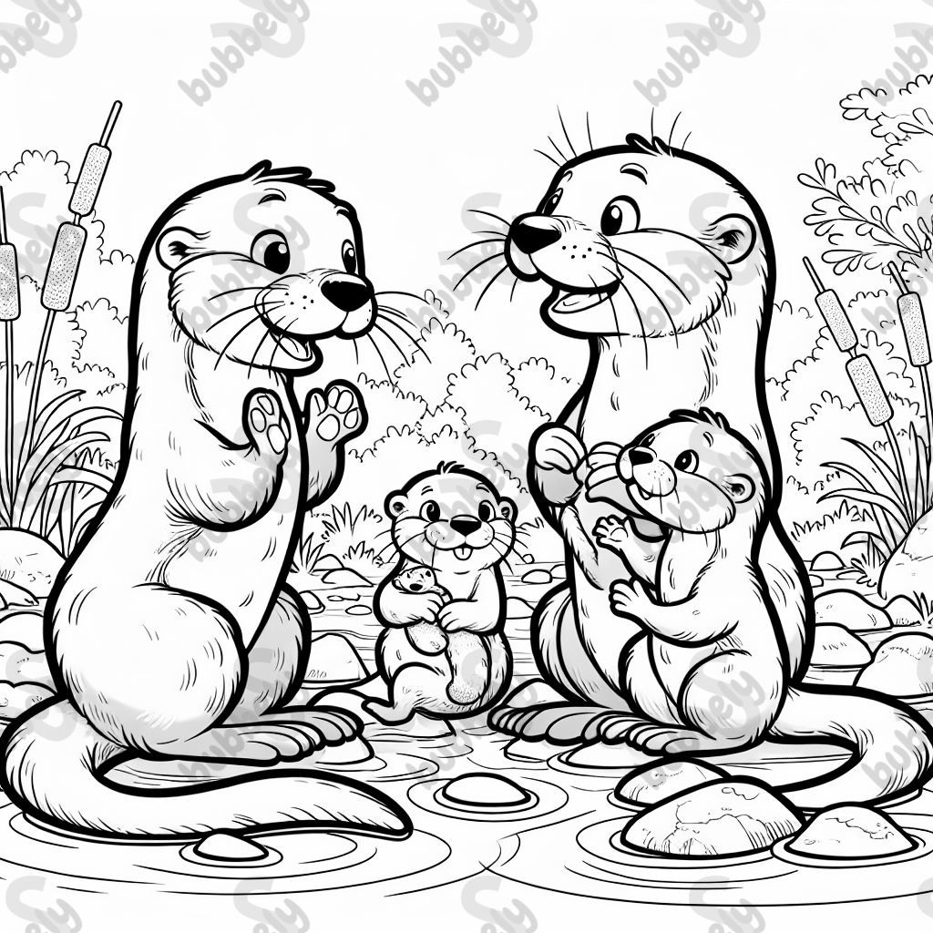 Family of 4 otters 