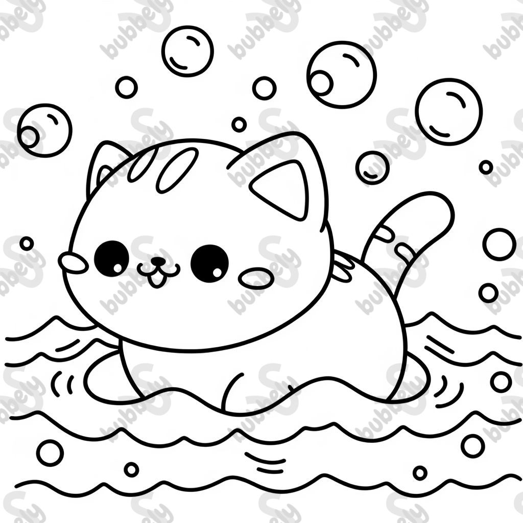 bubbly cat swimming