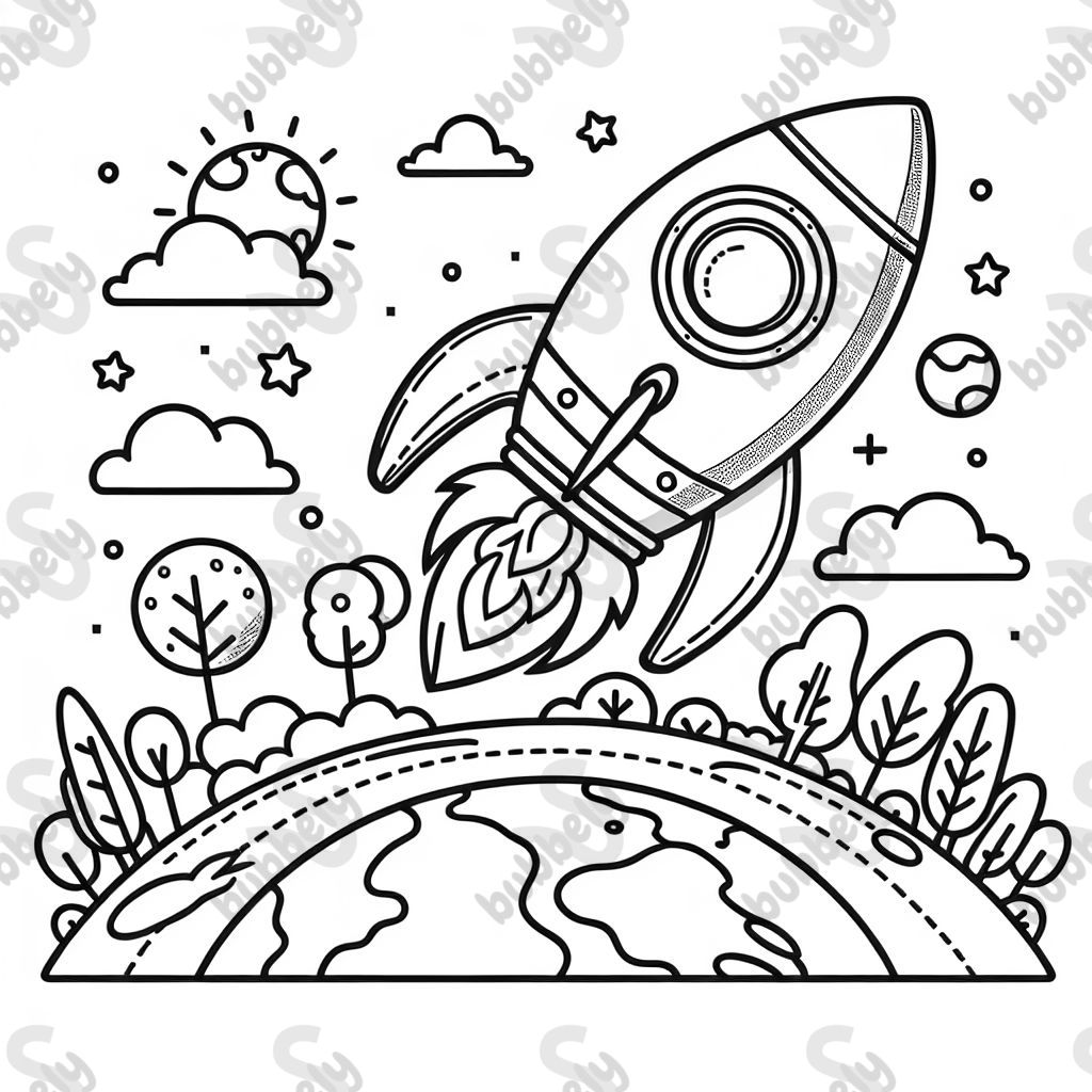 eine Rakete auf der Erbe vor dem Start mit Flammen aus den Triebwerken