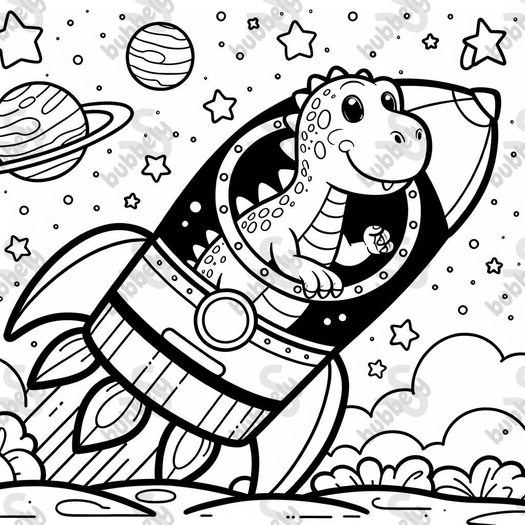 Dinosaurier in einer Rakete 